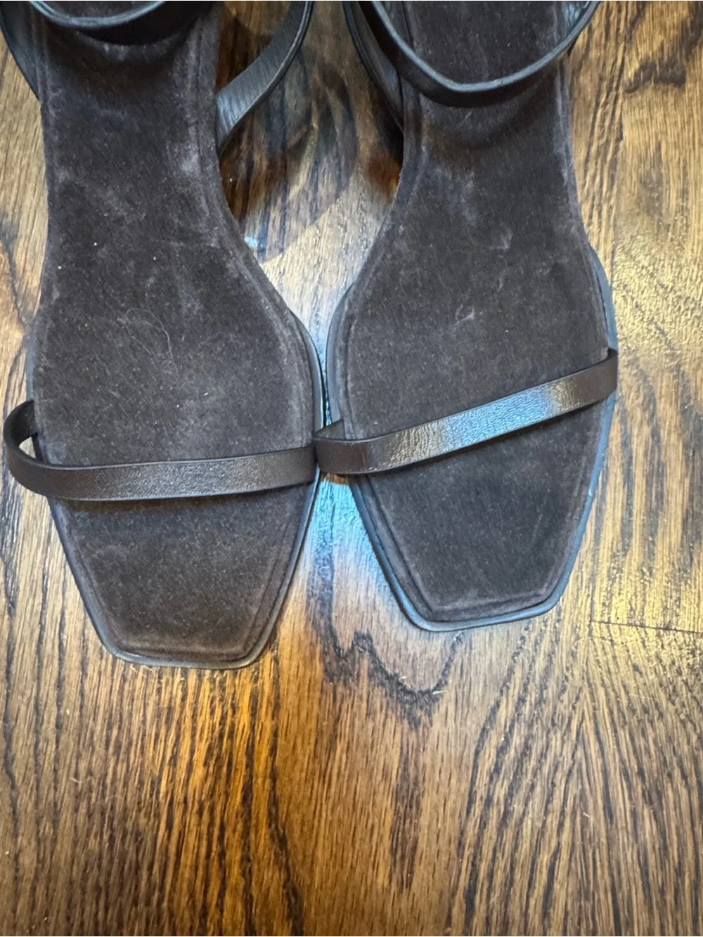 Reformation Lina Boss Leather Brown Suede Wedge Sandals with Ankle Strap